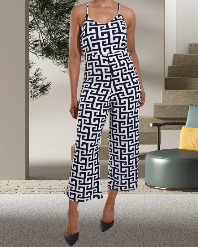 Maze Pattern Jumpsuit Back tie jumpsuit, Fashionable, Flattering, Casual