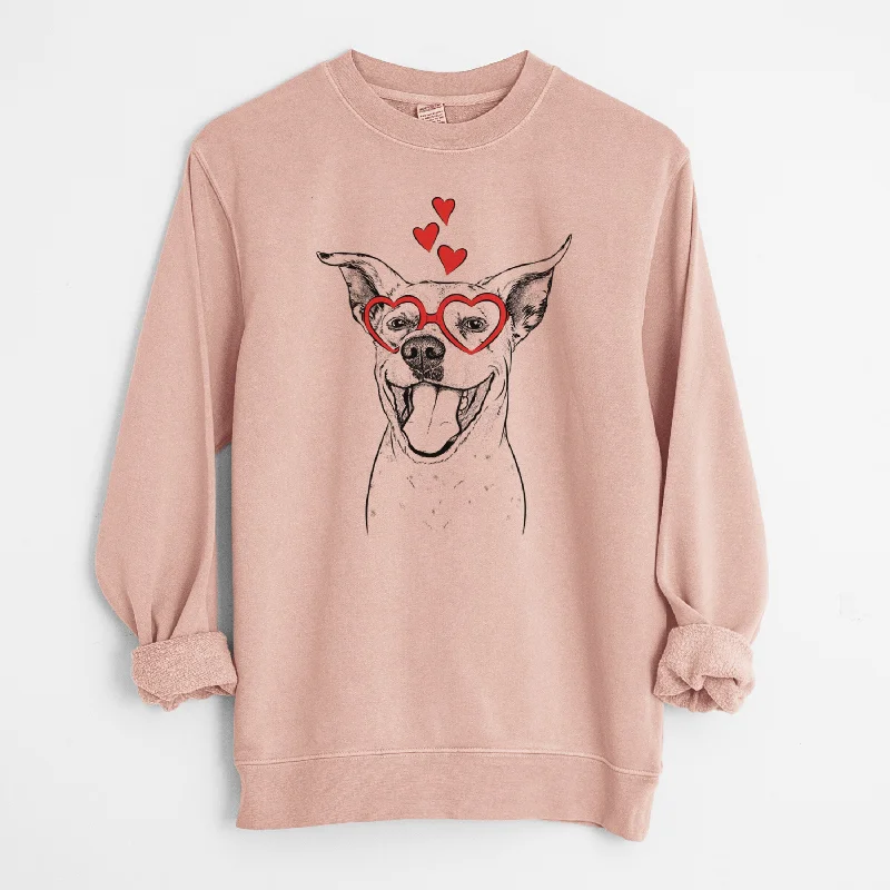 Valentine Maddie the Dalmatian Pitbull Mix - Unisex Pigment Dyed Crew Sweatshirt Hoodie with Double Zipper Versatile Adjustable