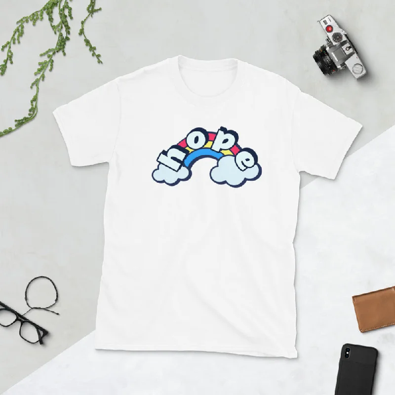 Bubblegum Hope Rainbow Clouds Unisex Soft Cotton Softstyle Short-Sleeve T-Shirt -- Basic T-Shirt Crew Neck Short Sleeve