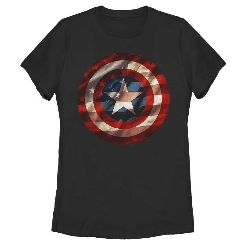 Women's Marvel Flag Shield T-Shirt-- Chenille Fabric Brocade Fabric Lace Fabric