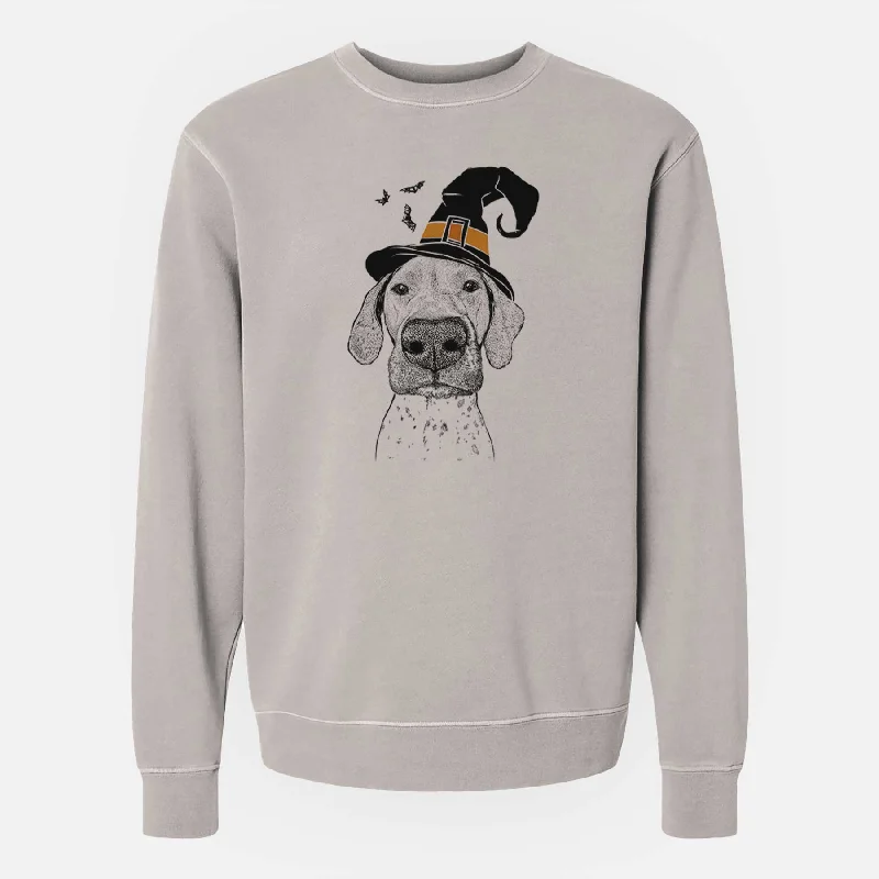 Witch Leroy the German Shorthaired Pointer - Unisex Pigment Dyed Crew Sweatshirt Hoodie with Illustration Artistic Creative