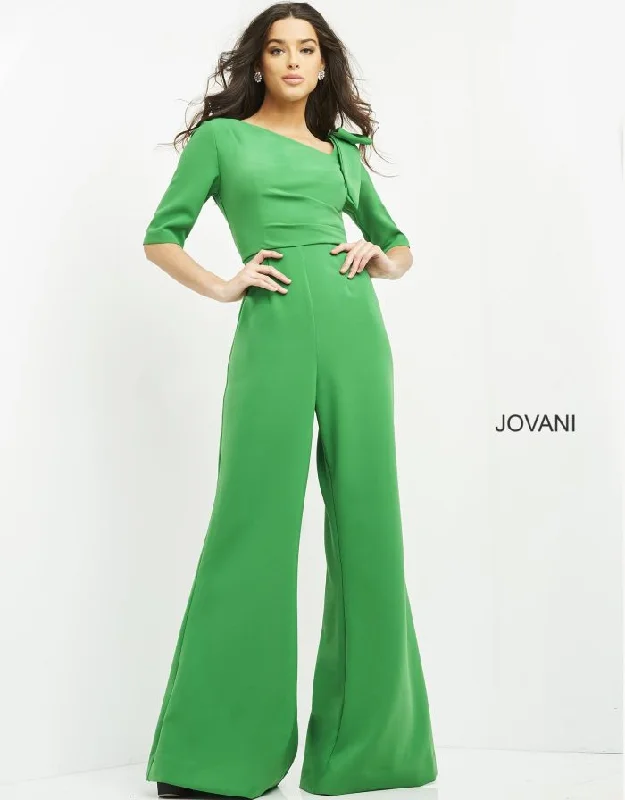 Jovani 04284 High Low Neckline Long Formal Jumpsuit Casual chic jumpsuit, Relaxed fit, Fashionable, Comfortable