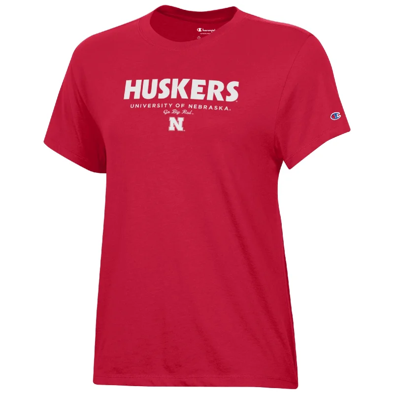 Women's Nebraska Huskers Core T-Shirt-- Seamless Knitted Crochet