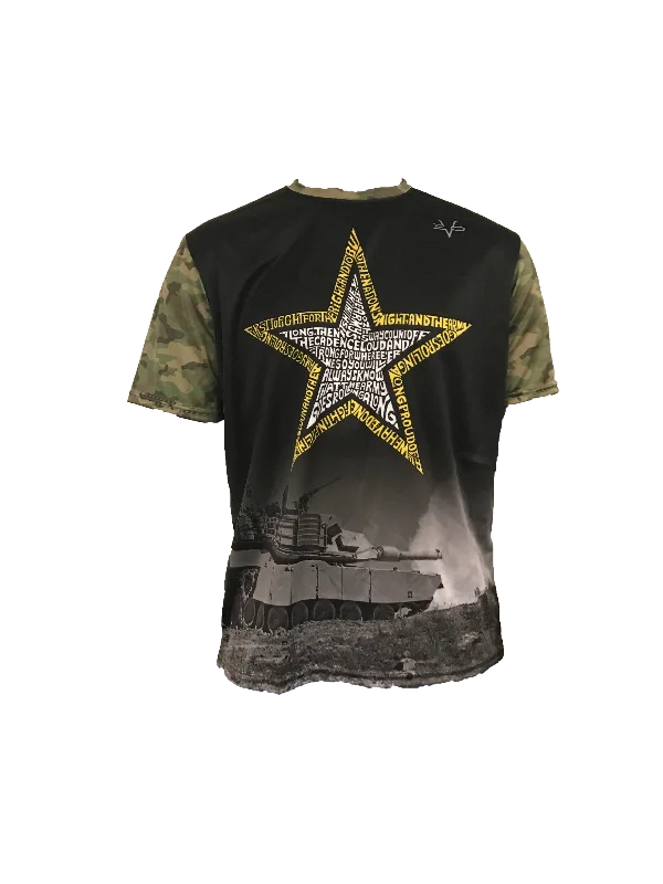 Evo9x ARMY STAR Full Dye Sublimated Crew Neck Short Sleeves Shirt-- Anti-Pilling Machine Wash Handmade