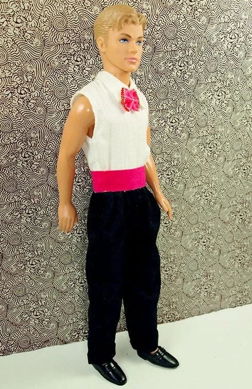 12" Male Fashion Doll Pink Bow Tie Jumpsuit Cold-shoulder jumpsuit, Sexy, Fashionable, Comfortable