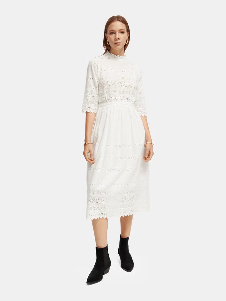 Midi Broderie Dress | Off White Tunics Spring floral