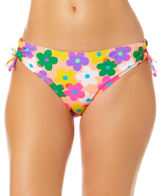 Juniors' Pressed Floral Lace-Up Hipster Bikini Bottoms Button-down bikini, Fashionable, Sexy, Comfortable