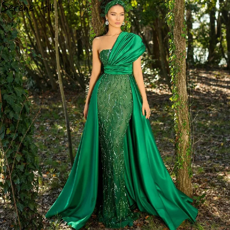 Serene Hill Green Mermaid With Train Evening Dresses Gowns 2024 Luxury Beading Elegant For Women Party LA71108 Tunics Fashionable chic