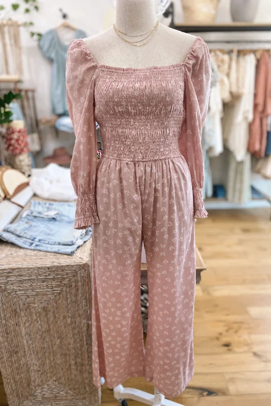 ROSALYN SMOCKED WIDE LEG JUMPSUIT One-piece jumpsuit, Comfortable, Trendy, Workwear