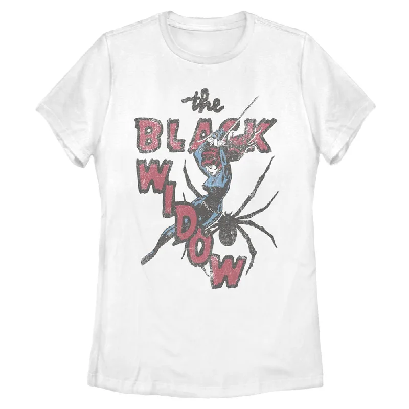 Women's Marvel THRIFTED BLACK WIDOW T-Shirt-- Plaid T-Shirt Polka Dot Checkered