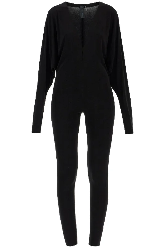 Black Slim Fit Long Sleeve V Neck Jumpsuit  - Black Off-shoulder jumpsuit, Sexy, Elegant, Party wear