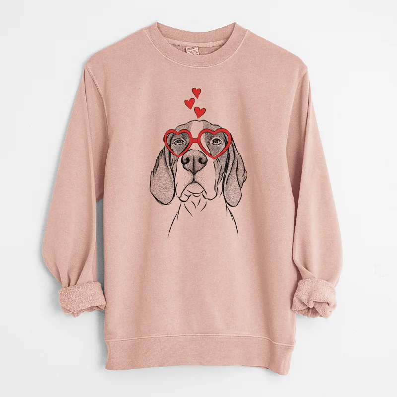 Valentine Liam the English Pointer - Unisex Pigment Dyed Crew Sweatshirt Hoodie with Fur Luxurious Winter