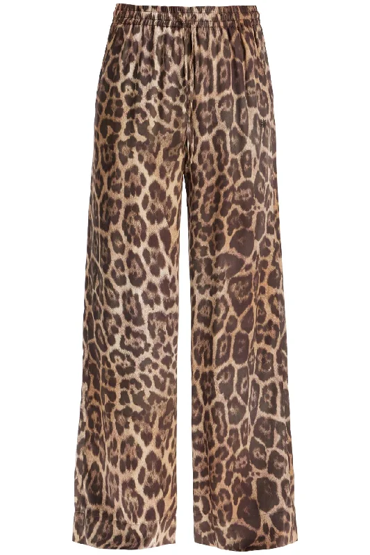 Animal Print Pajama Style Pants  - Brown Comfortable Denim Leggings