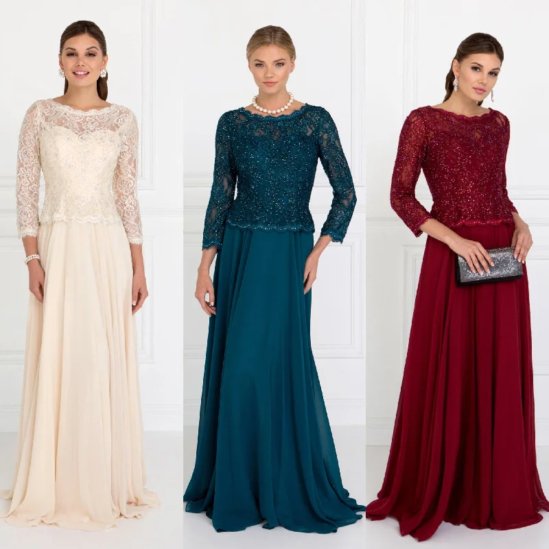 3/4 Sleeves Lace and Chiffon Camilla Mother of the Bride Groom Dress in 3 colors Tunics Custom made