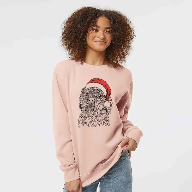 Santa Maggie Girl the Cockapoo - Unisex Pigment Dyed Crew Sweatshirt Hoodie with Longline Fit Extended Stylish