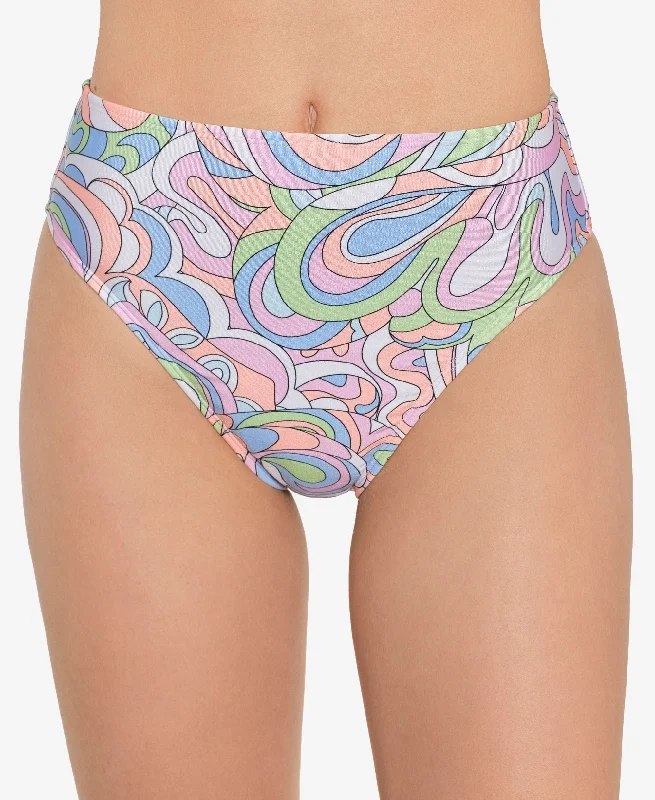 Juniors' Printed High-Waist Bikini Bottoms Back-tie bikini, Adjustable, Comfortable, Trendy