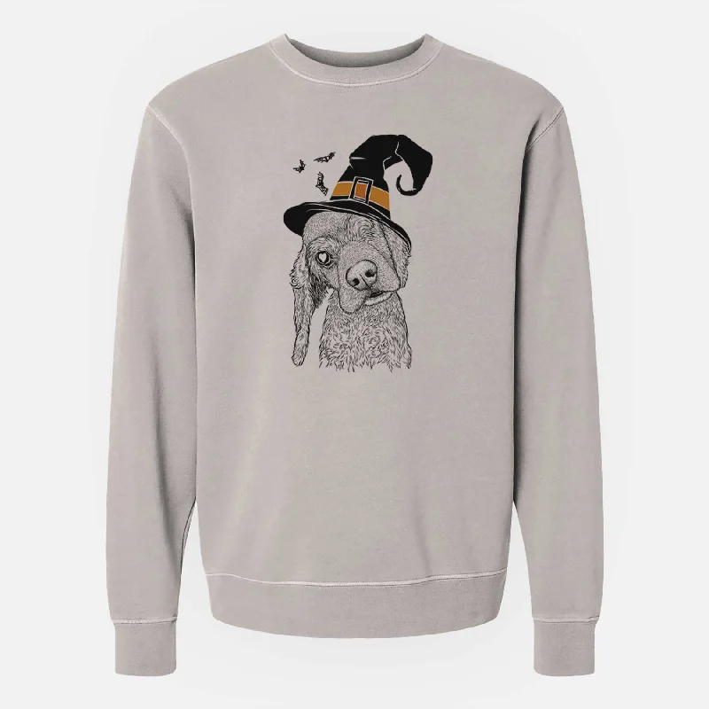 Witch Mambo #5 the Cocker Spaniel - Unisex Pigment Dyed Crew Sweatshirt Hoodie with Drawcord Adjustable Secure