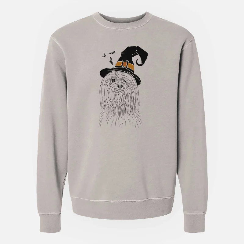 Witch Lorenzo the Lhasa Apso - Unisex Pigment Dyed Crew Sweatshirt Hoodie with Cropped Fit Short Trendy