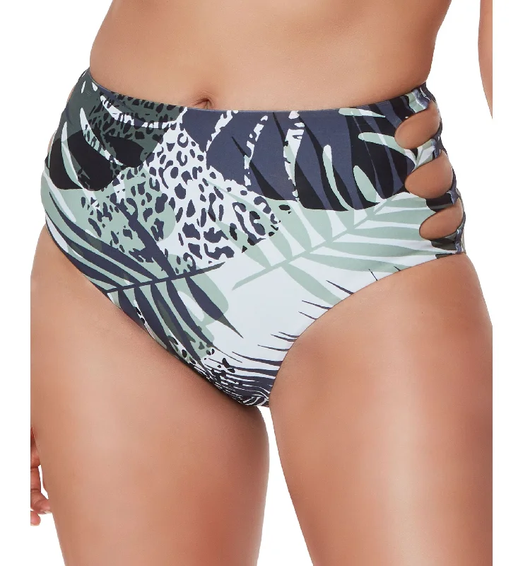 Tropical-Print Cutout Bikini Bottoms Lace-up bikini top, Trendy, Sexy, Comfortable