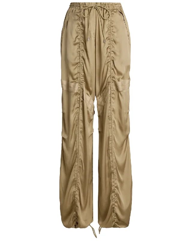 Lux Tan Charmeuse Killian Pant Formal Wide-Leg Pants