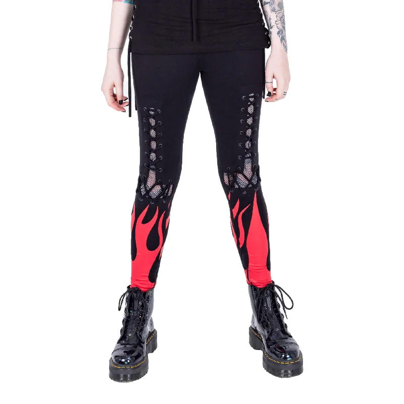 BLOOD FLAME LEGGINGS  - BLACK/RED Comfortable Leggings with Pockets