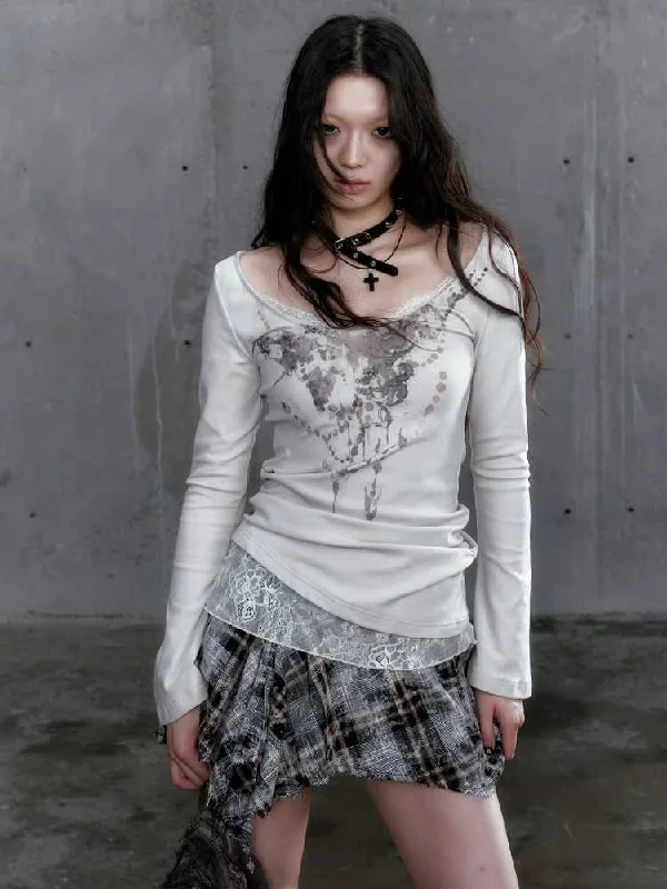 Detachable long sleeve T-shirt and skirt set【s0000009981】-- Chenille Fabric Brocade Fabric Lace Fabric