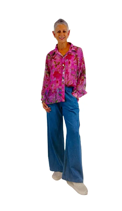 Silk Shirt Georgina Floral-- Elasticated Padded Insulated