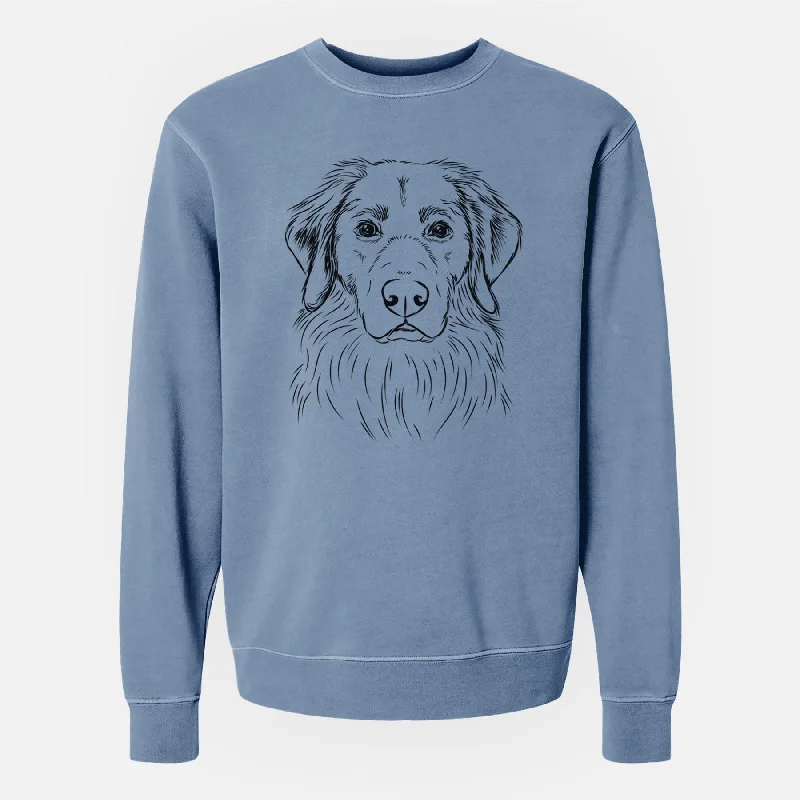 Bare Marley the Golden Retriever - Unisex Pigment Dyed Crew Sweatshirt Hoodie with Hem Applique Textured Unique