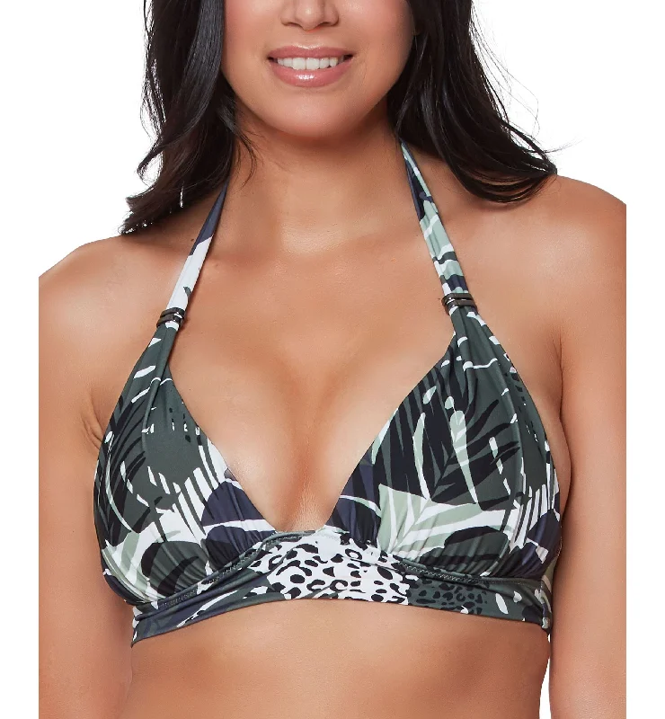 Tropical-Print Bikini Top Mesh panel bikini, Sexy, Fashionable, Comfortable