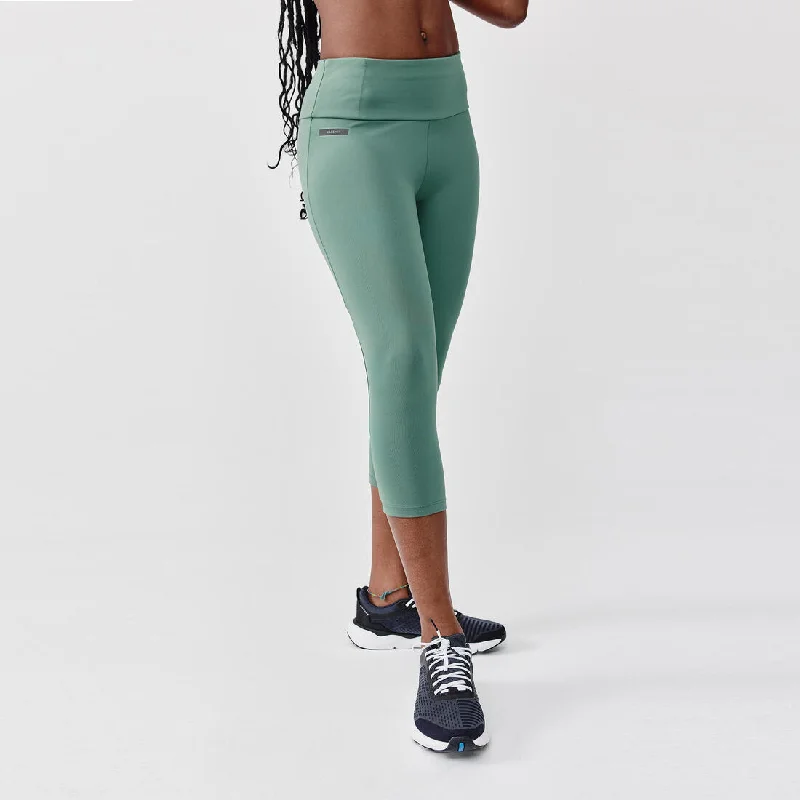 Women's short running leggings Support - green Elegant Velvet Leggings