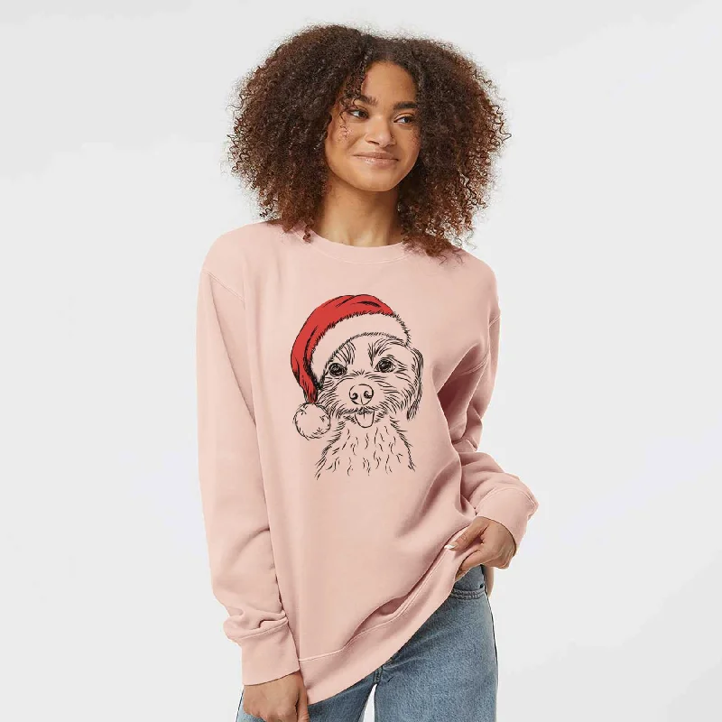 Santa Mater the Yorkshire Terrier - Unisex Pigment Dyed Crew Sweatshirt Hoodie with Puffed Sleeves Voluminous Trendy