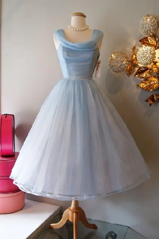 Vintage Homecoming Dress 1950s Prom Dress Homecoming Dress Vintage Blue Homecoming Dress Vintage Prom Dress gh800 Crew Neckline Casual