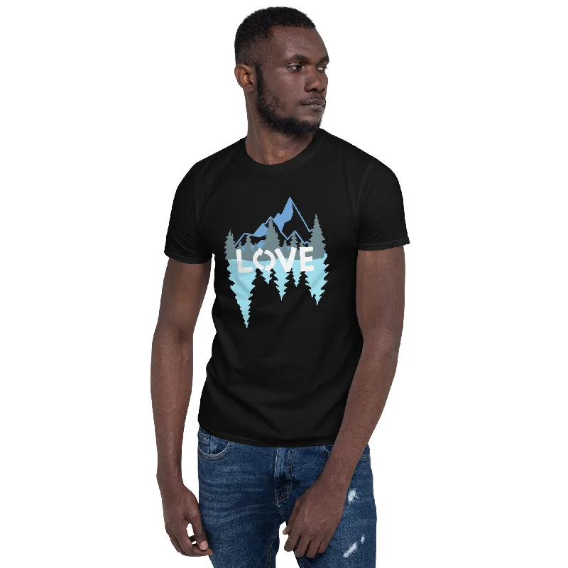 LOVE Nature Mountains Short-Sleeve Unisex T-Shirt-- Chenille Blend Fleece Blend Nylon Blend