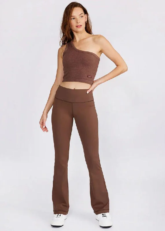 Cream Yoga Grace Flare Leggings- Mocha Elegant Casual Fit Leggings