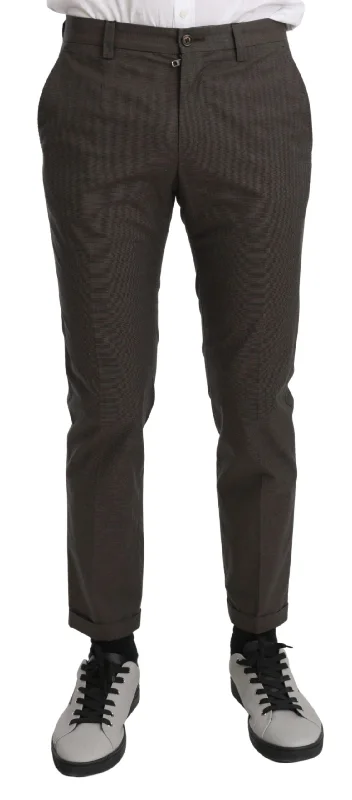 Elegant Brown Casual Pants Stylish Slim Trousers