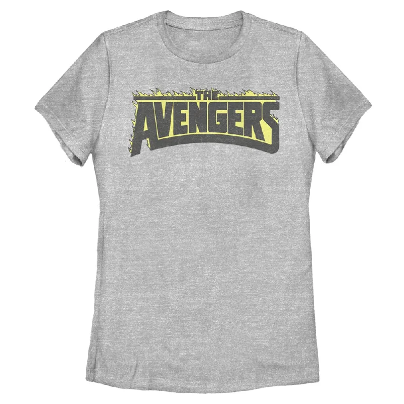 Women's Marvel 90s Avengers Logo T-Shirt-- Welt Pockets Slit Pockets