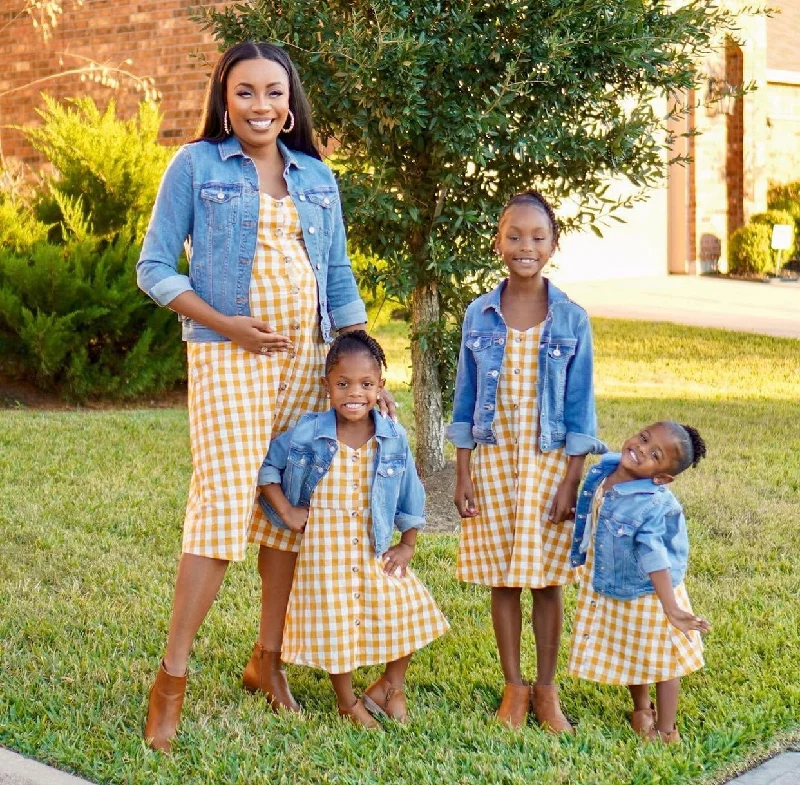 Mustard Checkered Matching Dresses Tunics Chic fashionable