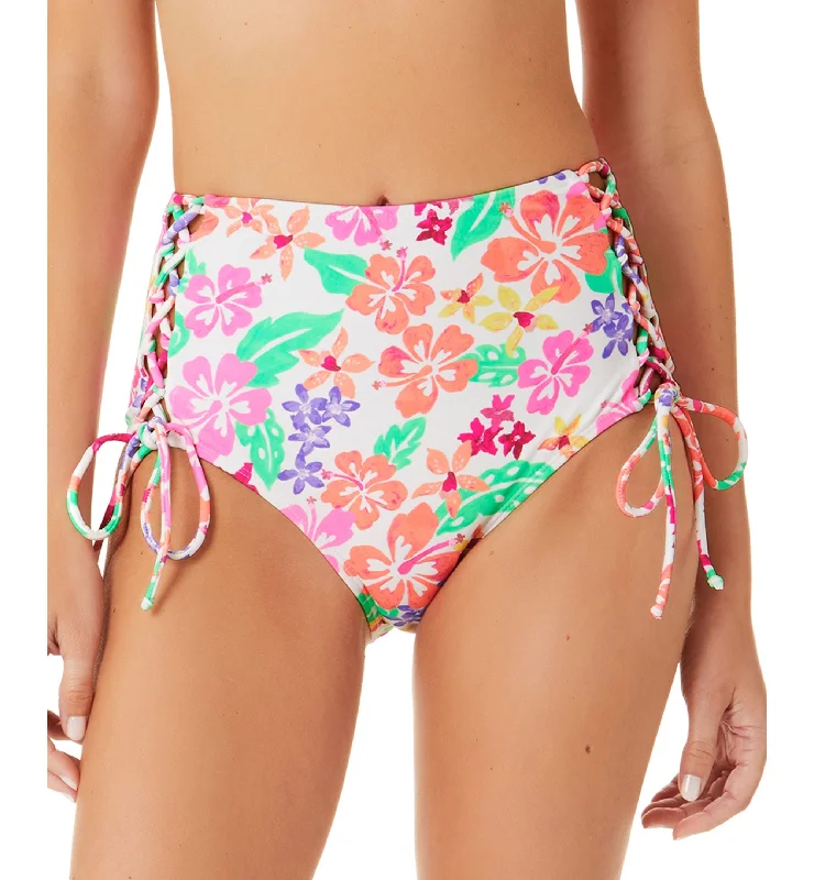 Juniors' Hawaii Sunsets Side-Lace-Up High-Waist Bikini Bottoms High-cut bikini, Sexy, Retro, Comfortable