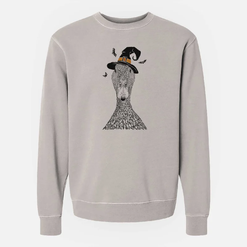 Witch Marge the Mallard Duck - Unisex Pigment Dyed Crew Sweatshirt Hoodie with Hem Contrast Bold Stylish