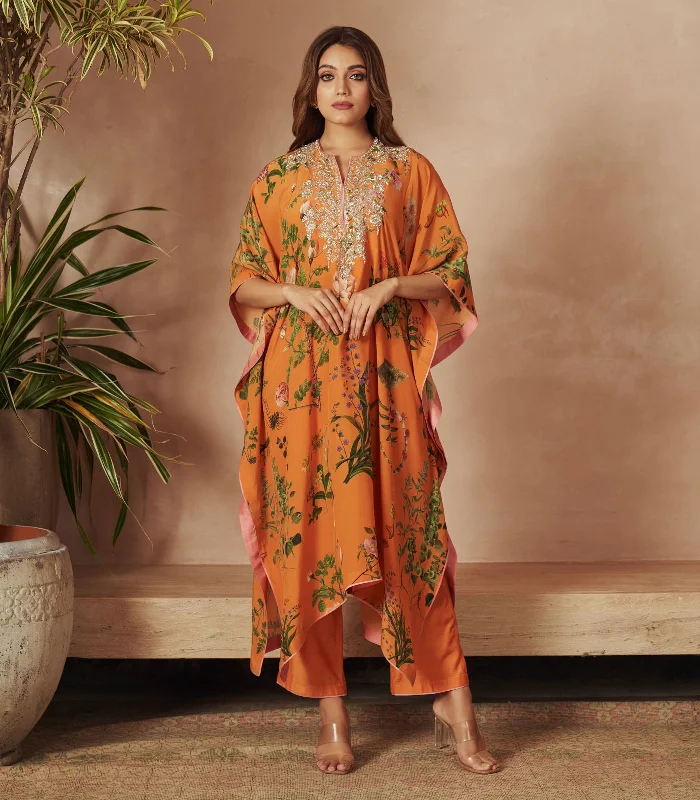 ORANGE PRINTED KAFTAN PAIRED WITH PANTS Fashionable Work Pants