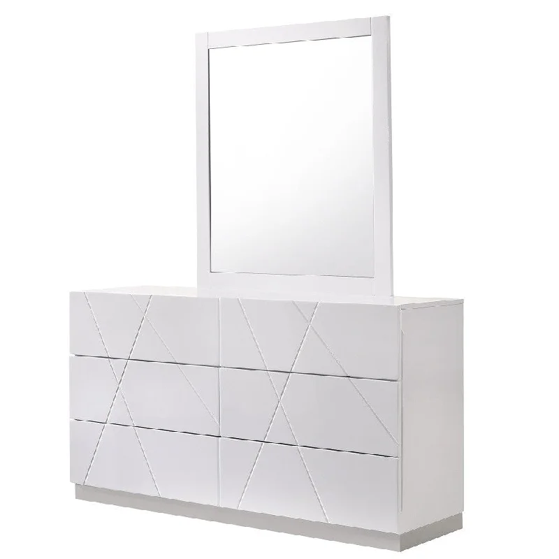 Naples Dresser & Mirror in White Elegant Long Evening