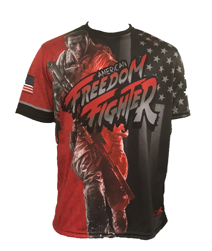 Evo9x EVO FREEDOM FIGHTER Full Dye Sublimated Shirt Red-- Plaid T-Shirt Polka Dot Checkered