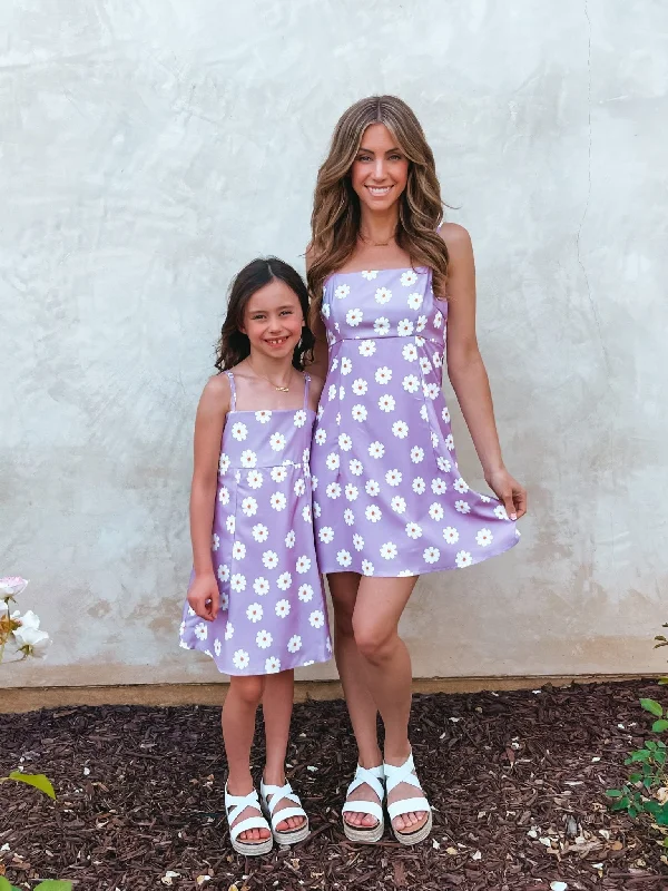 Lilac Flower Mommy and Me Matching Dresses Pencil Office Professional