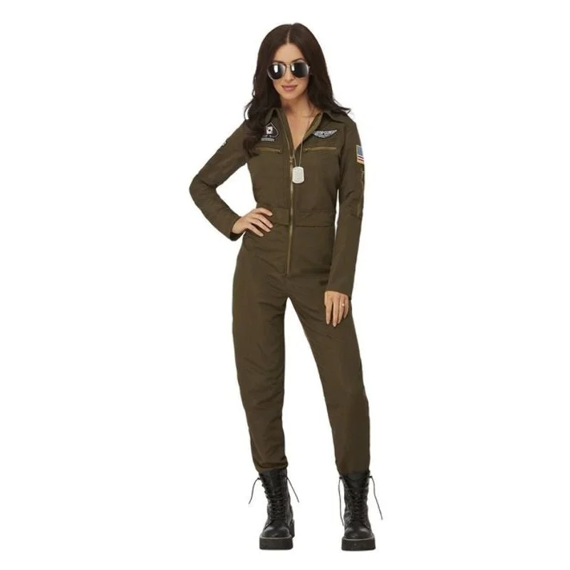 80's Top Gun Maverick Ladies Aviator Jumpsuit Costume Green Halter neck jumpsuit, Sexy, Summer vibes, Trendy