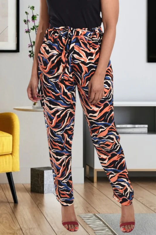 Marble Print Pocket Pants High-Waist Jogger Pants