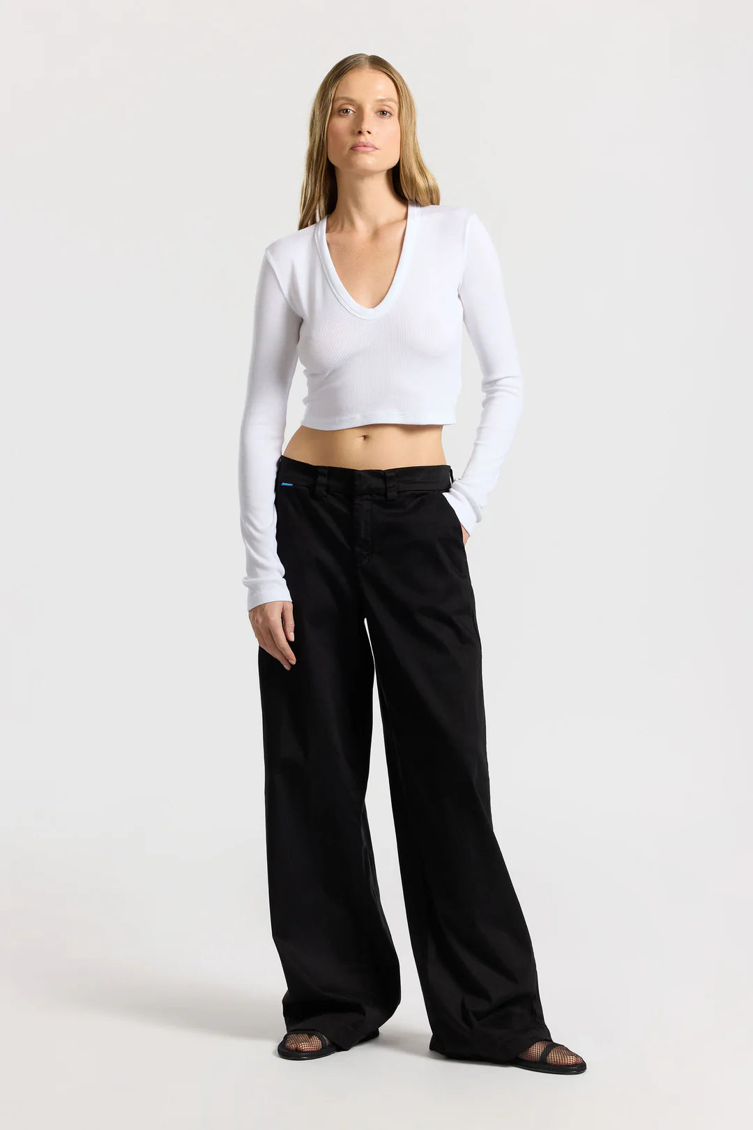 Verona Crop U Neck Shirt - White-- Anti-Shrink Durable Soft