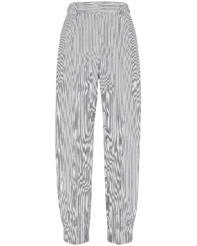 Blue and White Pinstripe Baggy Sartorial Pant Soft Wool Pants