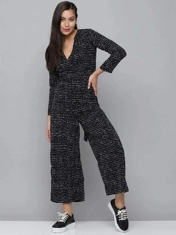 Women's Black Printed Jumpsuit-AE-9968-Black Halter neck jumpsuit, Summer style, Trendy, Sexy