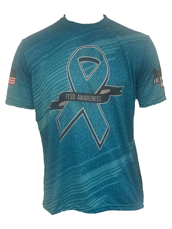 Custom Evo9x PTSD Awareness Full Dye Sublimated Crew Neck Shirt-- Print Jacquard Patchwork