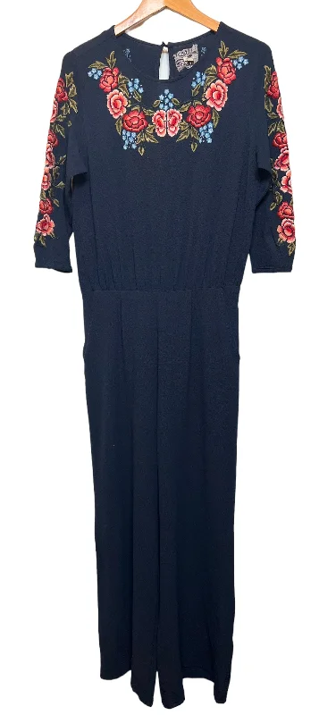 Women’s Navy Blue Floral Jumpsuit (Size L) Plus size jumpsuit, Curvy fit, Comfort, Stylish